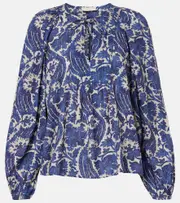 [Ulla Johnson] Ulla Johnson Brea printed cotton-blend blouse AU 4 blue