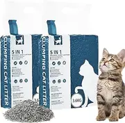 Vealind Clumping Cat Litter 2 PACK-14L, Mixed Cats Litter 5 in 1 Dust-Free Flushable Odor Free Activiated Carbon Ultra Absorbent and Fast Drying Tofu Kitty Litter