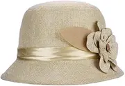 [Generic] Billycock Women 2015 Hat Flax Bowler Flower Fashion Cap Baseball Caps Neuroscience Hat