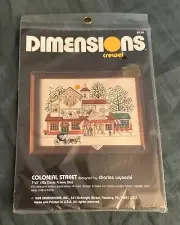 Vtg # 6136 Dimensions Crewel Kit Colonial Street By Charles Wysocki 7” X 5”
