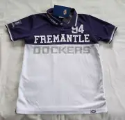 Fremantle Dockers AFL Boys Purple White Short Sleeve Polo Shirt Size 8 New