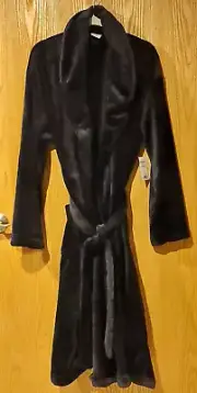 New Men's Sonoma Faux Fur Plush Bath Robe S/M Black -5174