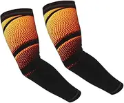 [FHEDVBN] Basketball Background Arm Sleeves Compression Arm Covers for Men Women Outdoor Sun Sleeves Cooling Sports Sleeve, Black