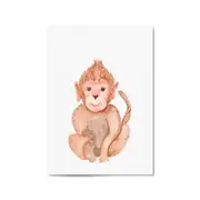 Cartoon Monkey Cute Nursery Baby Animal Art