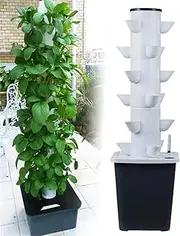 Garden Hydroponic Growing System,30 Pods Hydroponics Tower,Aeroponics Growing Kit with Hydrating Pump,Adapter,Net Pots,Timer,for Home Kitchen Gardening(30 Holes)