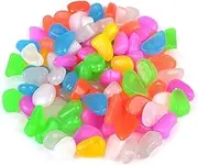 HIAKDOFT 100Pcs Luminous Pebble Stones for Aquarium Garden Decoration Glow Dark Gravel for Fish Tank Cobblestones for Landscape Enhancements Safe