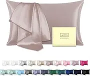Mulberry Silk Pillowcase for Hair and Skin Standard Size 20"X 26" Silk Pillow Case with Hidden Zipper Soft Breathable Smooth Cooling Silk Pillow Covers for Sleeping(Apricot Gray,Standard,1Pcs)