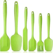 Heat Resistant Silicone Spatulas, Bakeware Set of 6 Non-Stick Ergonomic Cooking Baking Mixing Rubber Spatula Kitchen Utensils, Green
