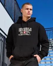 [S-Double] S-Double Men's Workgear Hoodie in Black Size Small S Black