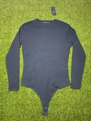 NWT Abercrombie & Fitch Bodysuit Size L Blue A&F Rounded Neck