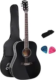41" Acoustic Guitar Wooden Folk Classical Blue Cutaway Strings Carry Bag Shoulder Strap Picks ALPHA