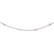 Non Metal 5-7mm White/Pink/Purple Rice Freshwater Cultured Pearl And Glass Bead Slip-On 35.5 Inch Necklace