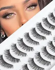 False Lashes Mink Cat Eye Lashes Full Volume Lashes Fake Lashes Glam Look Lashes 3D Faux Mink Lashes Pack 10 Pairs D-M03