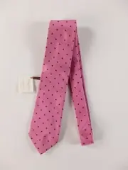 HOLLIDAY & BROWN London hand made pink polka dots motif silk tie authentic NWT