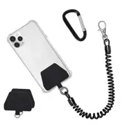 Phone Lanyard Tether with Patch, Universal Stretchy Straps and Phone Black