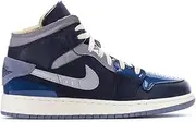 Big Kid's Jordan 1 Mid SE Craft Obsidian/White-French Blue (DX2193 400), Obsidian/White-french Blue, 4.5 Big Kid