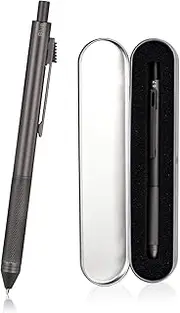 SMTTW 4-in-1 Multicolor pen - Black Ball Pen, Blue Ball Pen, Red Ball Pen and 0.7mm Mechanical Pencil Metal Cased Multifunction Pen. Gray