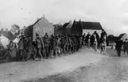 German Prisoners Marching Through Furnes Spahis 1914 WWI OLD PHOTO