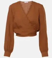 [Eres] Eres Joli scalloped linen wrap top AU 14 brown