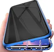 Privacy Magnetic Case for Samsung Galaxy S21 Ultra, PingGoo Anti Peep Magnetic Adsorption Cover, Front & Back 9H Tempered Glass, Privacy Screen Protector Metal Frame Anti Spy Case Cover, Blue
