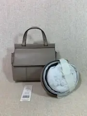 NWT Tory Burch French Gray Leather Block T MINI Top Handle Bag $295