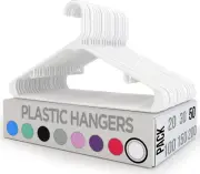 Plastic Hangers 50 Pack - Heavy Duty Clothes Hangers with Hooks
