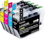 Hookink LC432XL Ink Cartridges 3,000 Pages Compatible for Brother LC432XL LC-432 XL for MFC-J5340DW MFC-J5740DW MFC-J6540DW MFC-J6740DW MFC-J6940DW B/C/M/Y,4-Pack (Packaging May Vary)