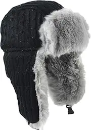 [CVMRBY] Winter Hats,Bomber Hat Aviator Bomber Hat Trooper Trapper Hat with Ear Flaps and Chin Strap Keep Warm Winter Pilot Cap for Ski Skate