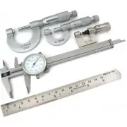 6" Stainless Rule & Dial Caliper w/ Micrometer Tool Set Measuring Sizing Kit