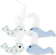 GANAZONO Indoor Cat Toys 4 Pack Plush Whale Cat Toys Plumes Kitten Toys for Biting Entertainment Stimulation
