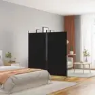 2-Panel Room Divider Folding Wall Privacy Screen Stand Black 175x180cm Fabric