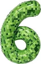 Video Game Number 6 Balloon Different shades of Green Number Balloons for Game Birthday Decorations, Pixel Game Party Supplies 6 Number Balloon