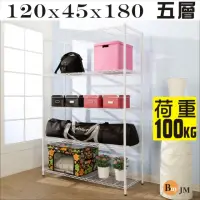 在飛比找momo購物網優惠-【BuyJM】白烤漆加強型鎖接管五層架/波浪架(120x45