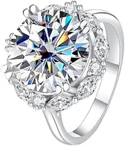 [LOEXZAH] 5 Carat Moissanite Engagement Rings for Women Sterling Silver Moissanite Women's Diamond Ring Moissanite Ring for Women Lab Grown Diamond Wedding Rings Women's Promise Rings