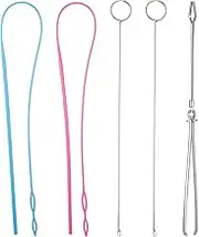 6 Pieces Sewing Loop Kit, Loop Turner Hook Flexible Drawstring Threader Metal Tweezers Long Loop Turner Tool with Latch
