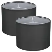 2Set Drum Lamp Shades for Table Lamps, 13"x13"x10" Linen Lampshade, Black