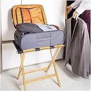 Guest Room Luggage Rack, Folding Suitcase Stand Hotel Luggage Rack, Solid Wood Landing Luggage Rack Folding Storage Rack for Put Clothes by The Bed Suite Bedroom (Color : Beige, Size : 60x40
