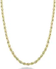 [Miabella] 18K Gold Over Sterling Silver Italian 2mm Solid Diamond-Cut Rope Chain Necklace 18"-24"-30"