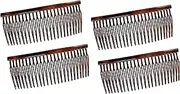 Parcelona French Large 3.5 Inches Glossy Tortoise Shell Celluloid Good Grip Updo Hair Side Combs 4 pcs