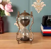 Antique Nautical Brass Sand Timer Engraved Hourglass Maritime Table Top Decor