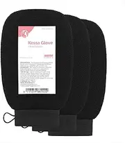 Fatima's Garden Exfoliating Kessa Gloves - Natural Spa Scrubbers, Black (3 Gloves)