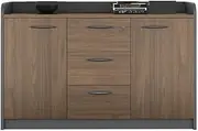 File Cabinet Double Cabinet Doors with Three Drawers Wooden Short Filing Cabinet with Lock Office Data Sundry Storage Cabinet Office Drawer