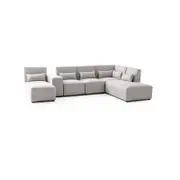 Foret 6 Seater Sofa Modular Corner Lounge Couch Fabric Right Chaise Beige L Shape