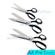 3 Tailor Scissors 8" 10" & 12" Sewing Dressmaking Fabric Cutting Shears Black