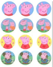 12 Peppa Pig Birthday Cupcake Topper EDIBLE Cake Topper Peppa Pig Party Favor