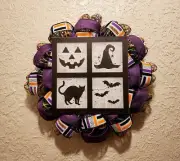 Halloween Book Pages Wreath - Icons - Mesh and Ribbon