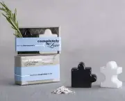 Puzzle Pieces Salt and Pepper Shakers Black And White 2” NEW Completely In Love