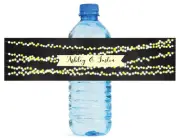 Chalkboard String Lights wedding anniversary Engagement Water Bottle Label