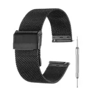 Mesh Watch Bands for Men,Metal Mesh Watch Strap with Tools(20mm, Black)