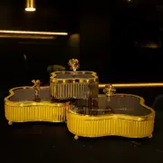 3-piece gold decorative candy/nut storage box set, with a wavy-edged floralshape